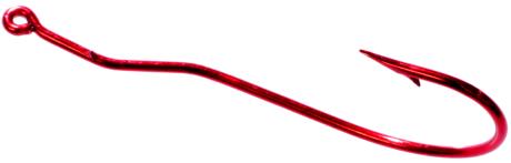 Tru Turn Worm Hook Red Size 1/0 6ct - Lear Outdoors