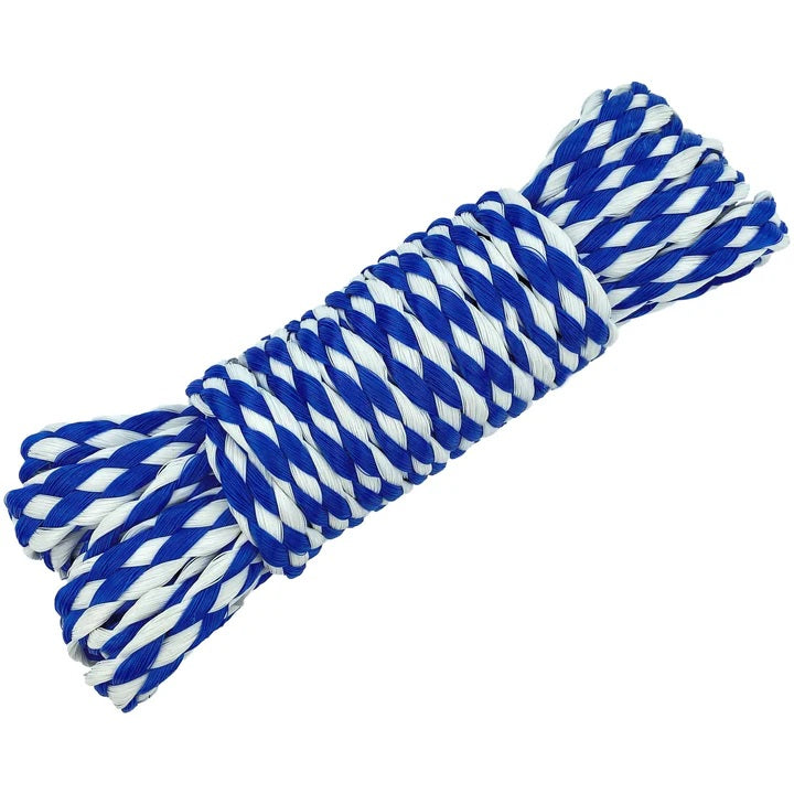 TH Marine Utility Rope 3/8" X15" Hollow Braided Polypropylene (Pp) Blue And White