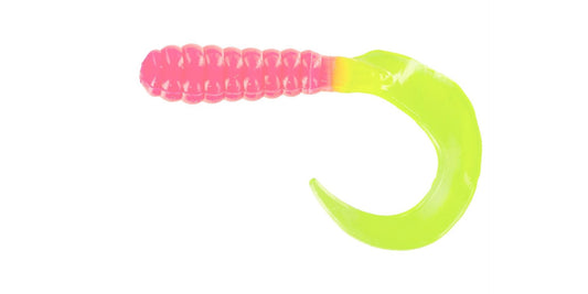 Big Bite Curl Tail Grub 2in 10ct Bubblegum Chartreuse - Lear Outdoors