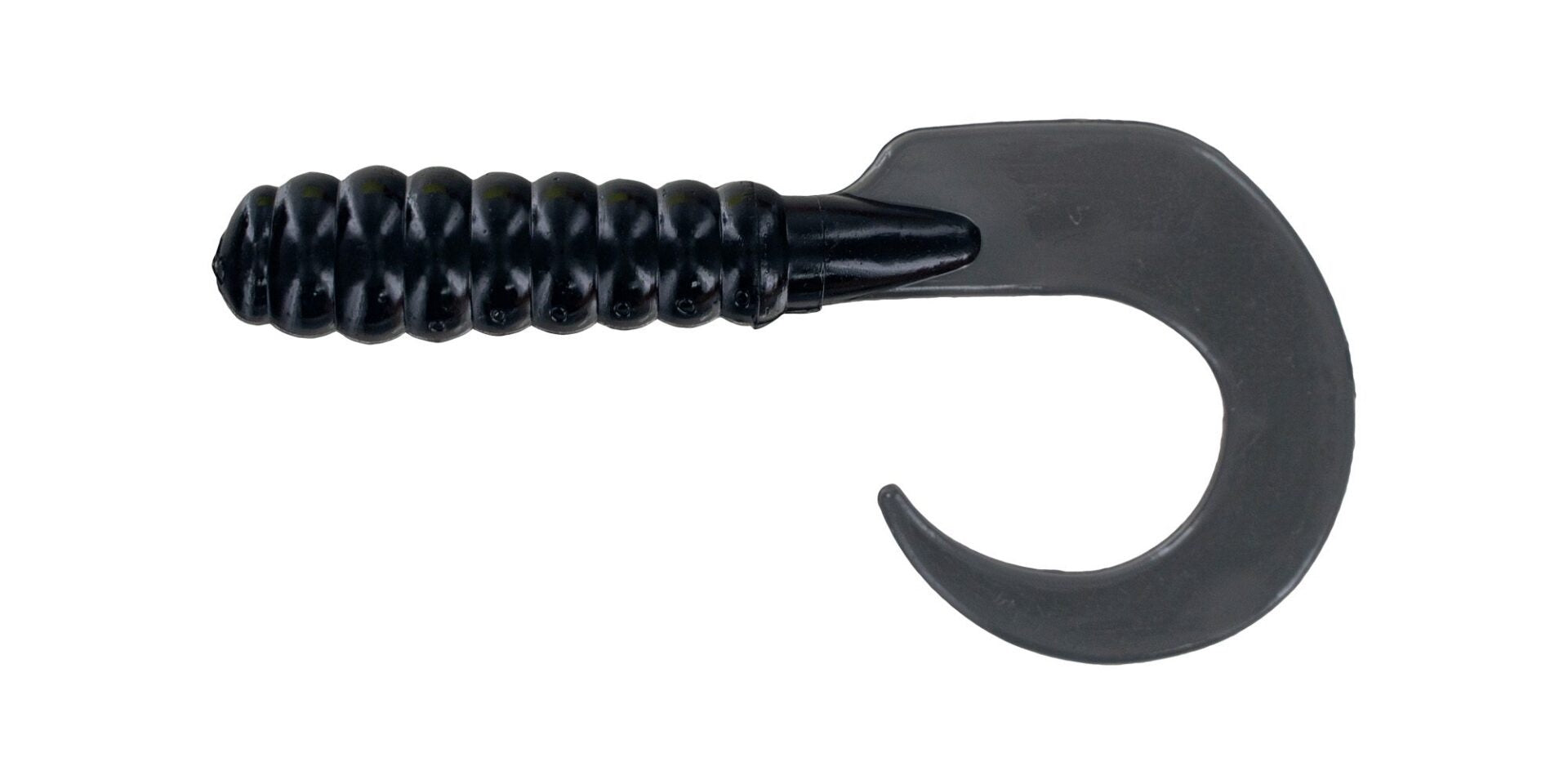 Big Bite Curl Tail Grub 2in 10ct Black - Lear Outdoors