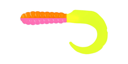 Big Bite Curl Tail Grub 2in 10ct Orange/Pink/Chartreuse - Lear Outdoors