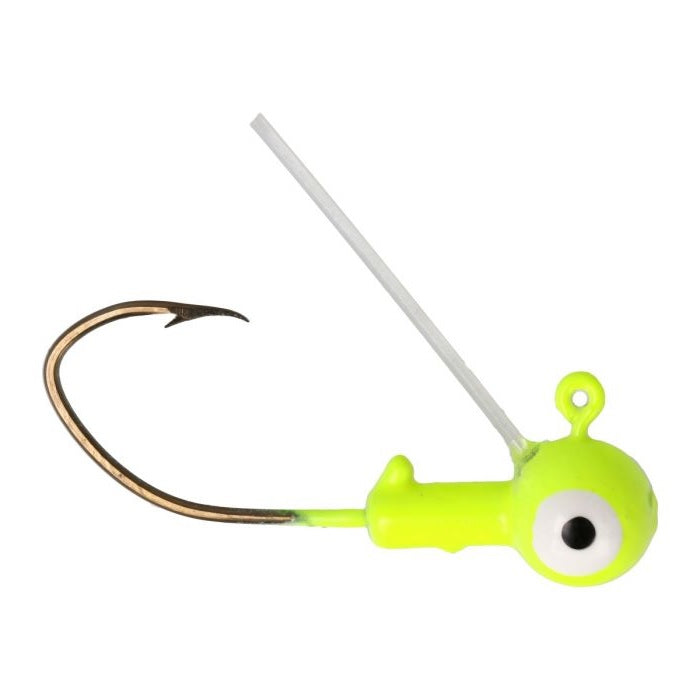 Eagle Claw Pro-V Weedless Ball Jig Head 1/16 10ct Chartreuse