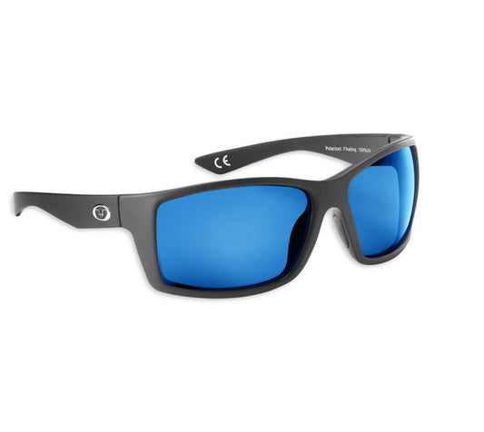 Flying Fisherman Rafter Floating Sunglasses Matte Black Blue Mirror