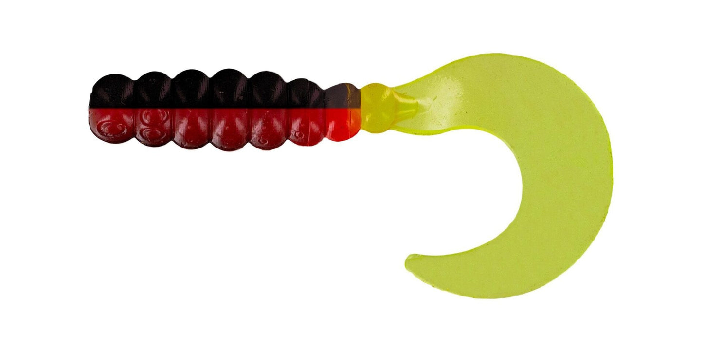 Big Bite Fat Grub 2in 10ct Red/Black/Chartreuse - Lear Outdoors