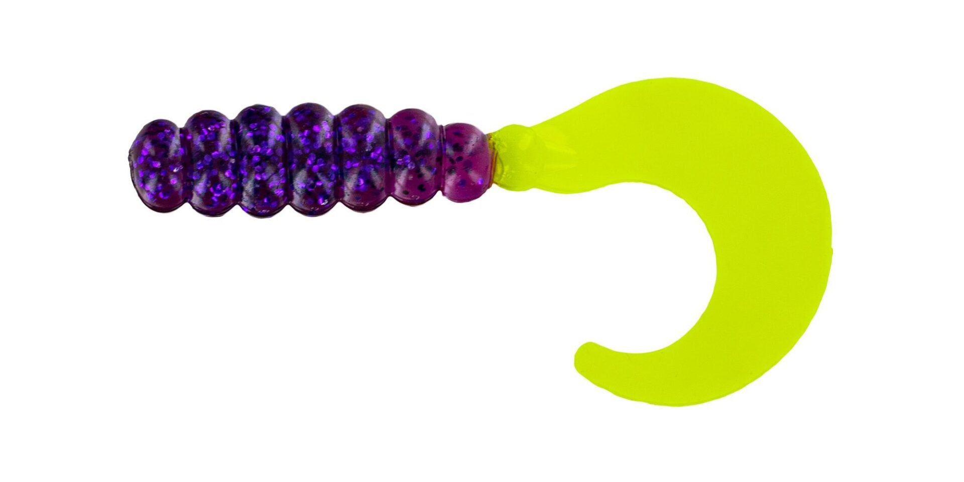 Big Bite Fat Grub 2in 10ct Purple Glitter/Opague Chart - Lear Outdoors