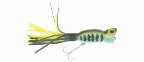 Arbogast Hula Popper 3/16 Bass-Black/Chartreuse Skirt