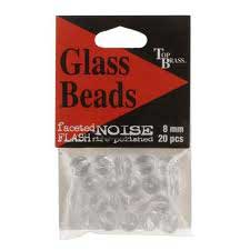 Top Brass Glass Beads 8mm 20ct Clear Flash