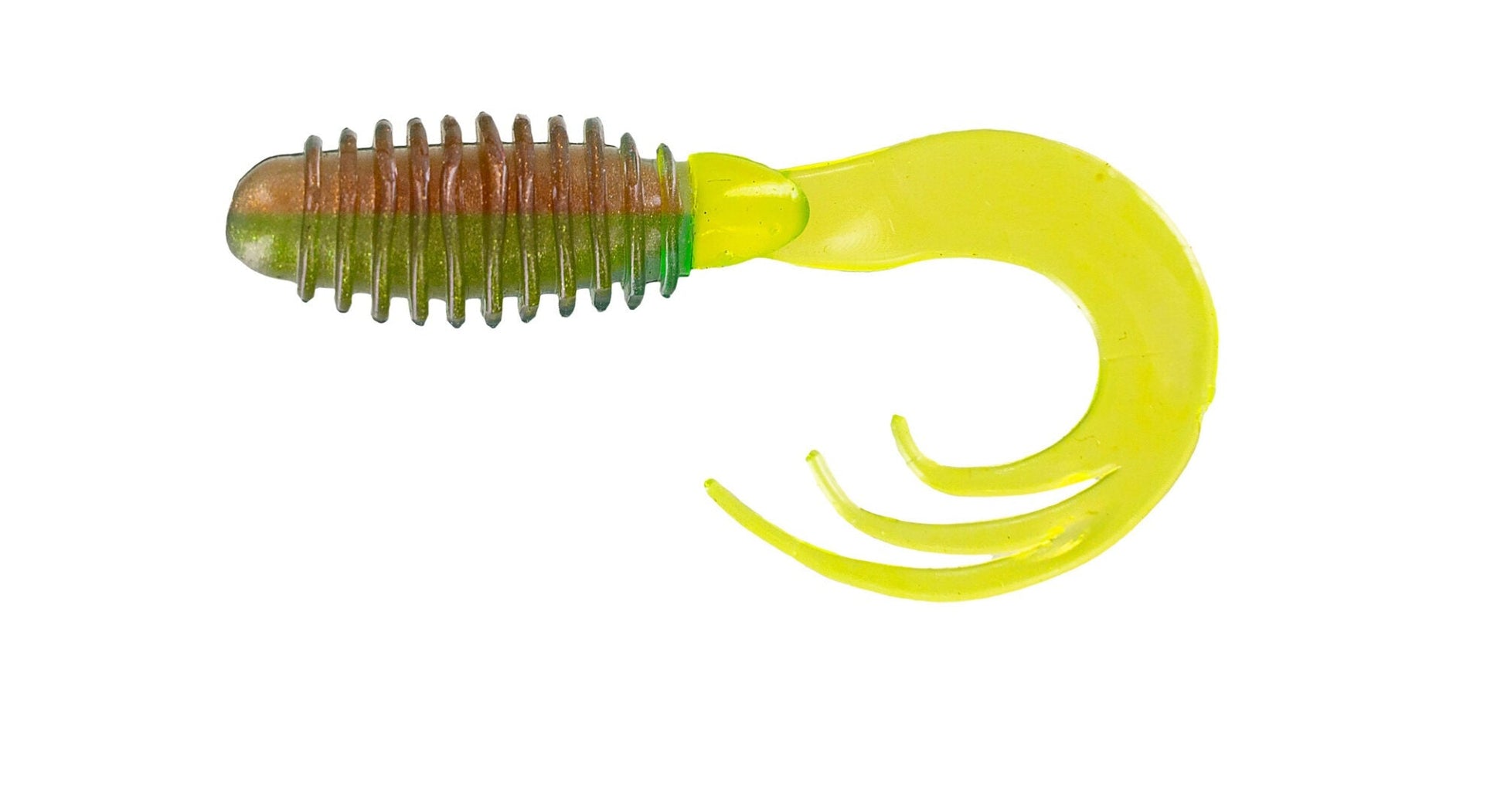 Big Bite Ring Triple Grub 2in 10ct Pumpkin/Chartreuse - Lear Outdoors