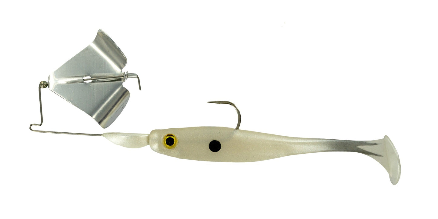 Big Bite Suicide Shad Buzzbait 3/8oz w/spare Silver Blade/Pearl