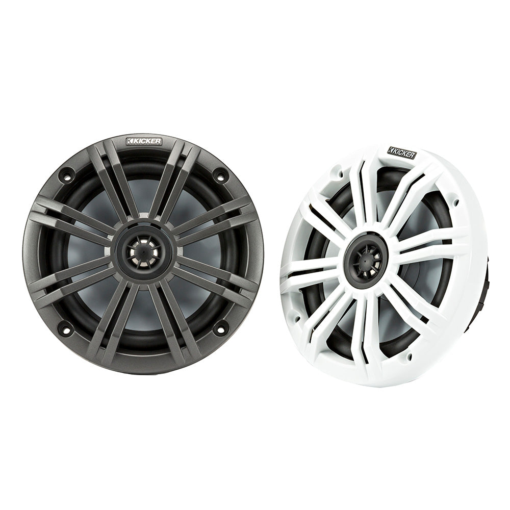 KICKER KM65 6.5" Marine Coaxial Speakers w/3/4" Tweeters - 4-Ohm, Charcoal & White