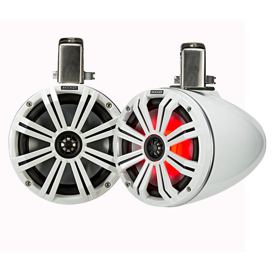 KICKER KMTC8 8" LED Coaxial Tower System - White w/White Grille