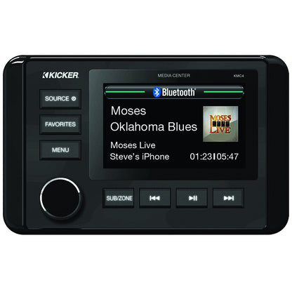 KICKER KMC4 Weather-Resistant Gauge-Style Media Center w/Bluetooth