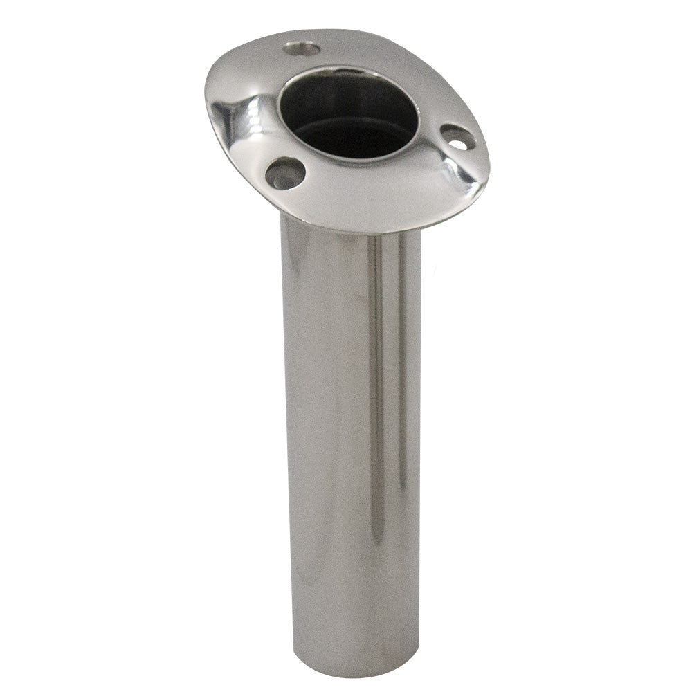 C.E. Smith 70 Series Standard Flush Mount Rod Holder - 15 Degree - Stainless Steel - Gimbal Bar Bottom - Black Liner