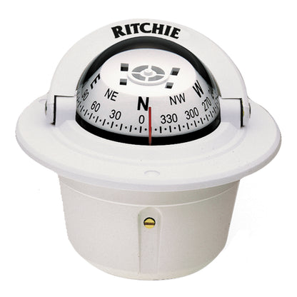 Ritchie F-50W Explorer Compass - Flush Mount - White - Lear Outdoors