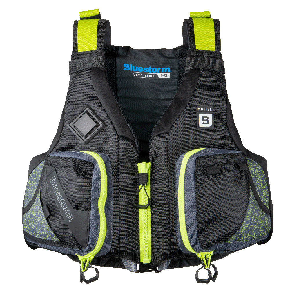 Bluestorm Motive Kayak Fishing Vest - Hi-Vis - L/XL - Lear Outdoors