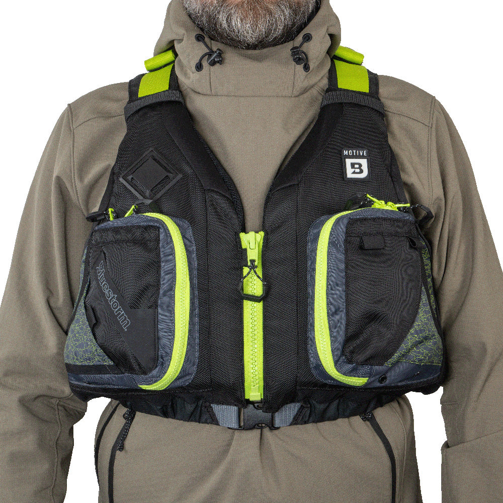 Bluestorm Motive Kayak Fishing Vest - Hi-Vis - L/XL - Lear Outdoors