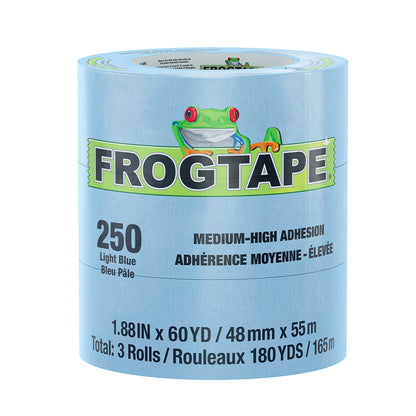 FrogTape CP 250 Medium-High Adhesion Masking Tape - 48MM x 55M x 3-Pack - Light Blue - Rated for 250°F