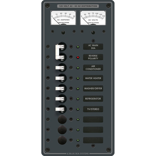 Blue Sea 8074 AC Main +8 Positions Toggle Circuit Breaker Panel - White Switches