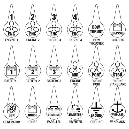 Blue Sea 7902 Icon Circuit Identification Label Kit for Battery Switches - Lear Outdoors