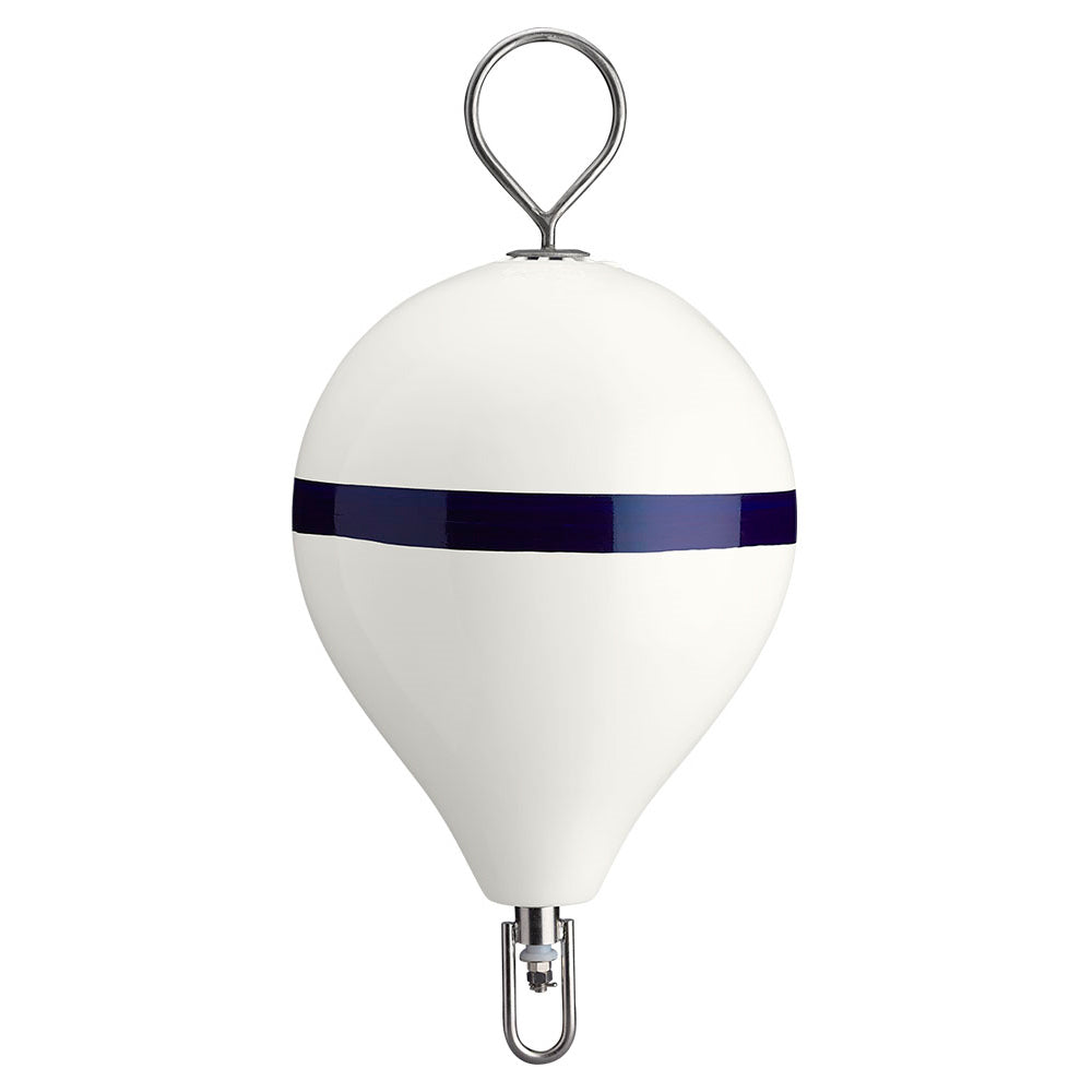 Polyform 17" CM Mooring Buoy w/SS Iron - White Blue Stripe