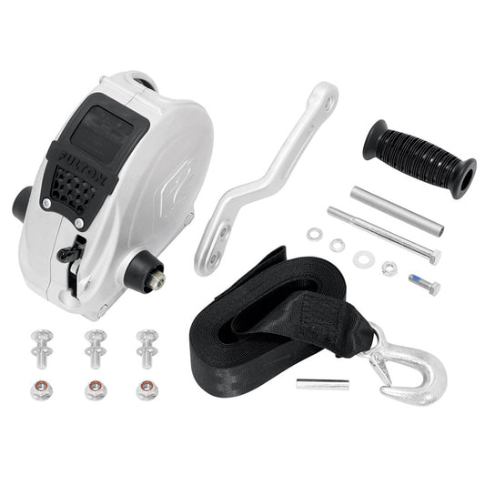 Fulton F2 Trailer Winch 1,600 lbs. - Single Speed w/Strap, Sharkskin Finish - Lear Outdoors