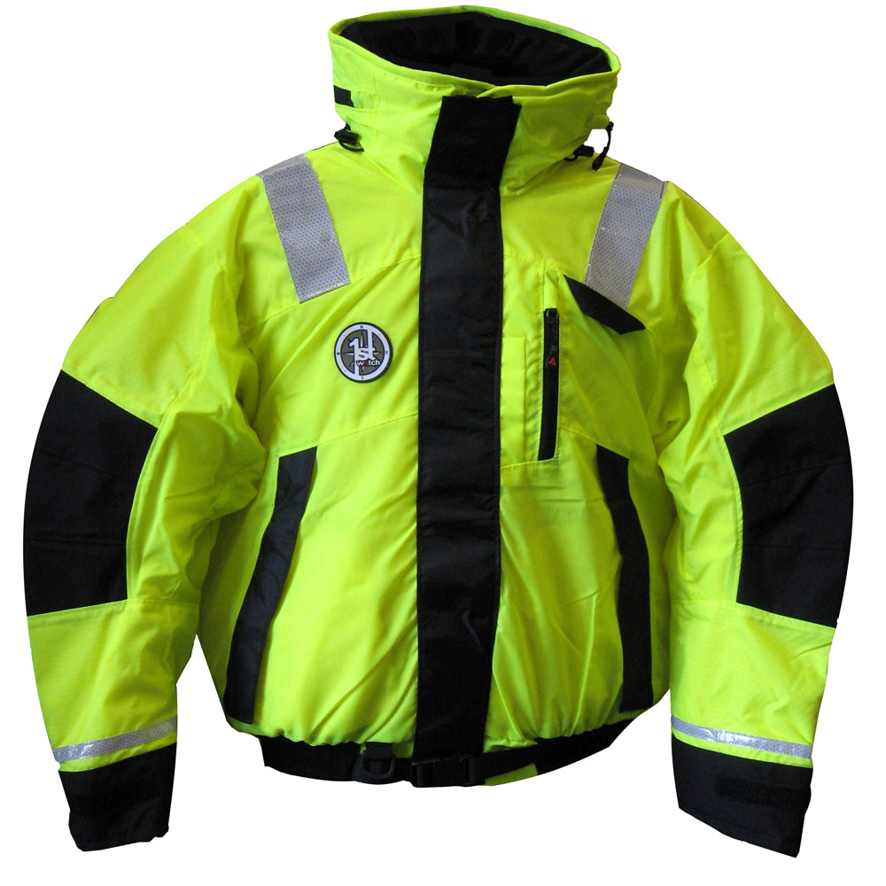 First Watch AB-1100 Flotation Bomber Jacket - Hi-Vis Yellow/Black - XL - Lear Outdoors