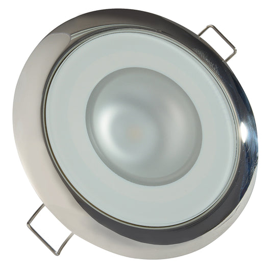 Lumitec Mirage - Flush Mount Down Light - Glass Finish/Polished SS Bezel - 2-Color White/Blue Dimming - Lear Outdoors