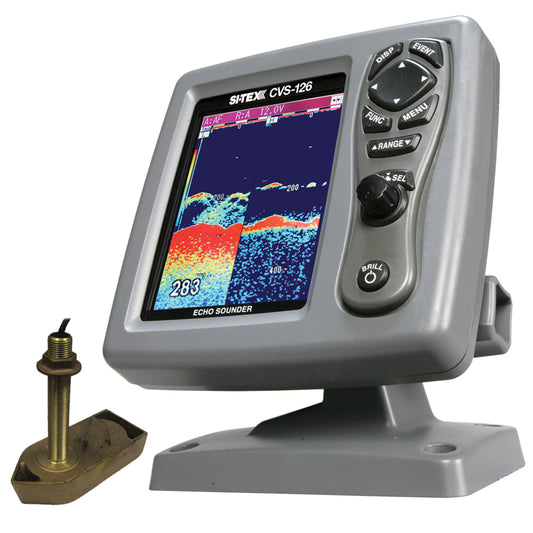 SI-TEX CVS-126 Dual Frequency Color Echo Sounder w/600kW Thru-Hull Tranducer 307/50/200T-CX - Lear Outdoors