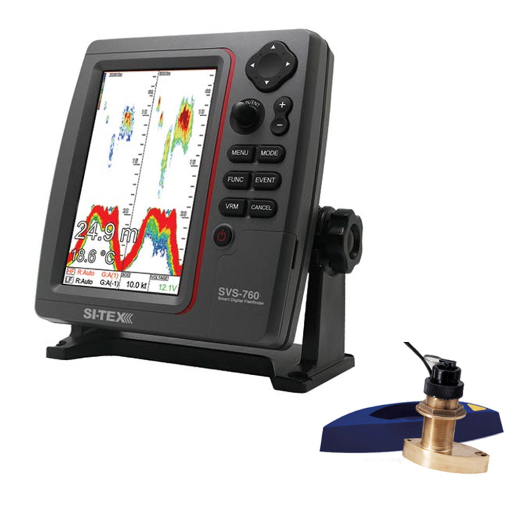 SI-TEX SVS-760 Dual Frequency Sounder 600W Kit w/Bronze Thru-Hull Speed & Temp Transducer - Lear Outdoors