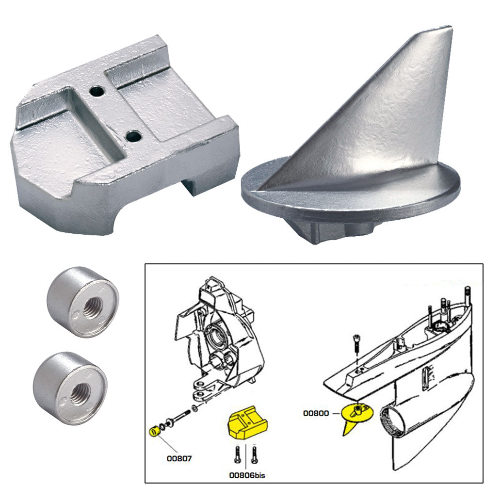 Tecnoseal Anode Kit w/Hardware - Mercury Alpha 1 Gen 1 - Magnesium - Lear Outdoors