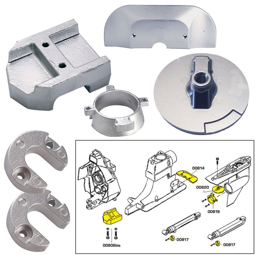 Tecnoseal Anode Kit w/Hardware - Mercury Alpha 1 Gen 2 - Zinc - Lear Outdoors