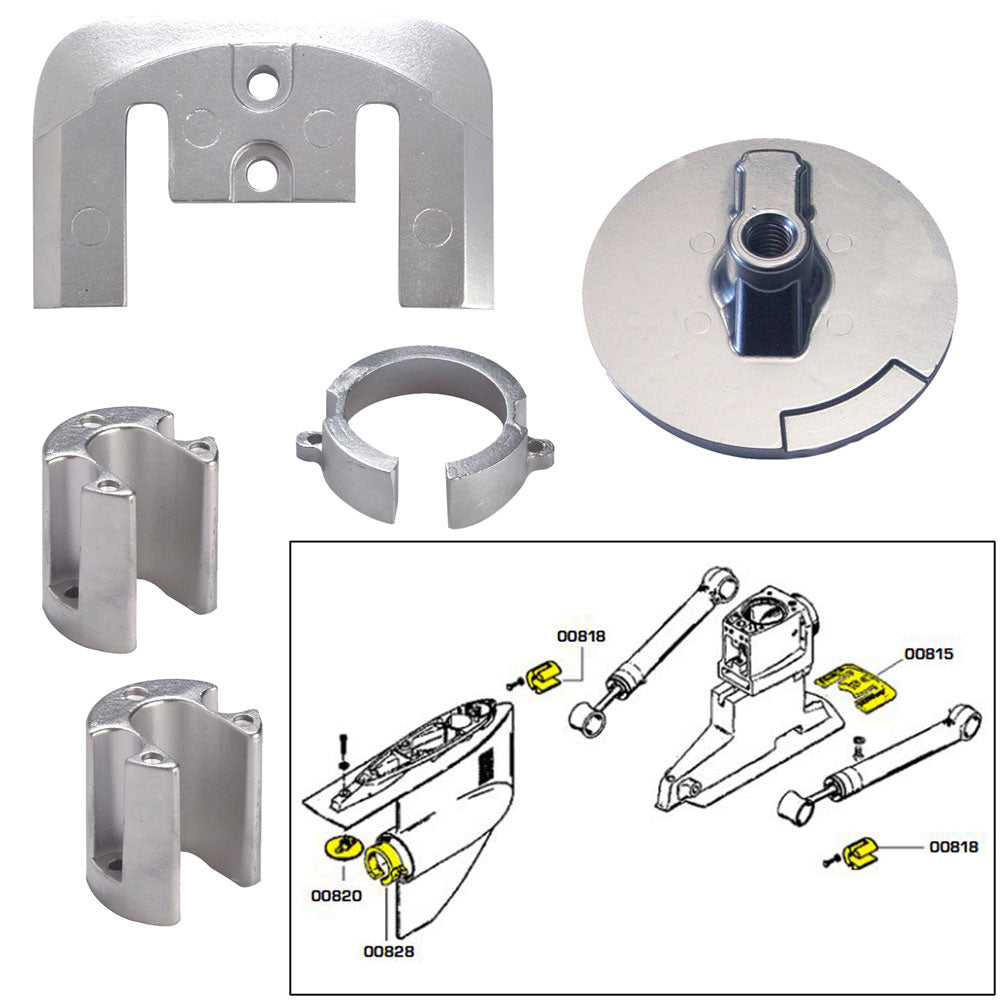 Tecnoseal Anode Kit w/Hardware - Mercury Bravo 1 - Aluminum - Lear Outdoors