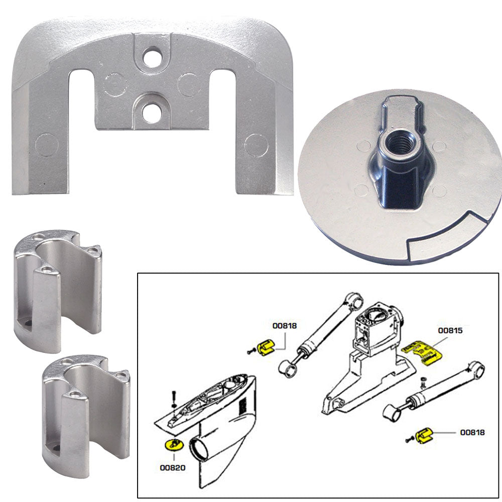 Tecnoseal Anode Kit w/Hardware - Mercury Bravo 2-3 - Zinc - Lear Outdoors