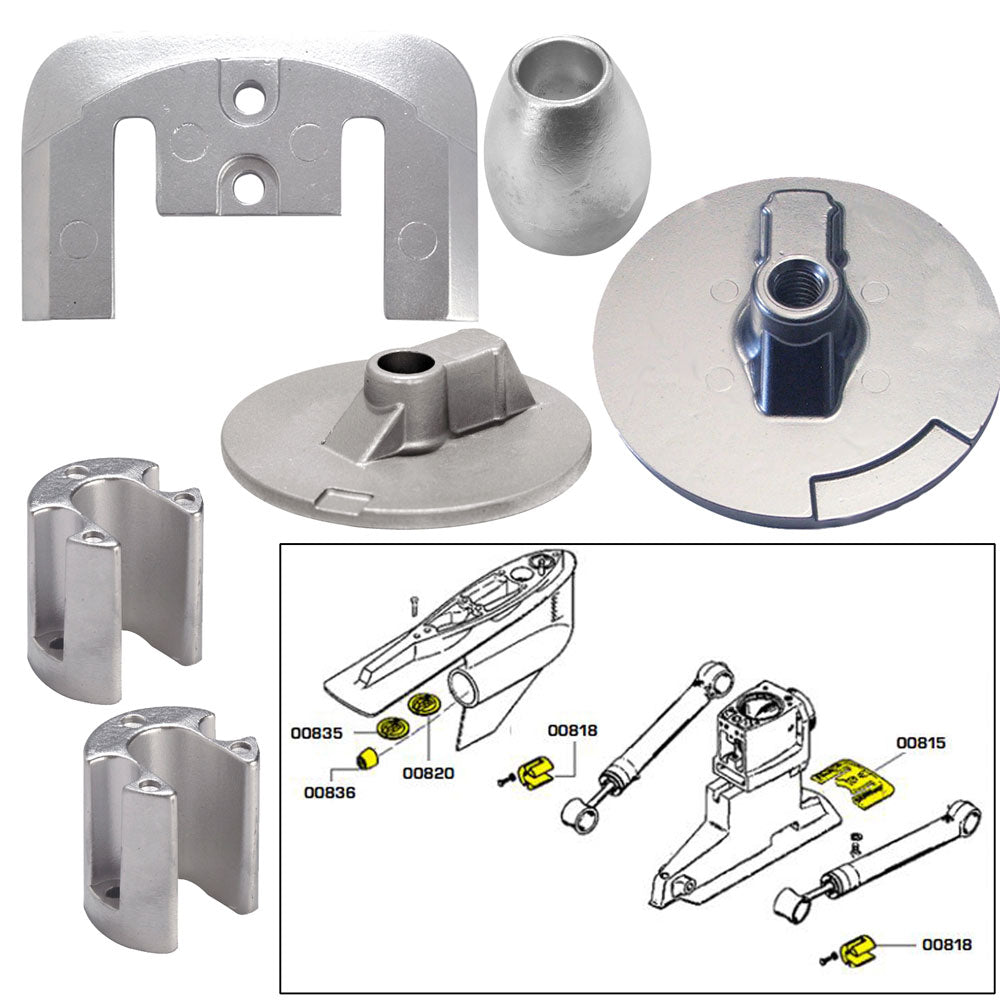 Tecnoseal Anode Kit w/Hardware - Mercury Bravo 3 2004-Present - Zinc - Lear Outdoors