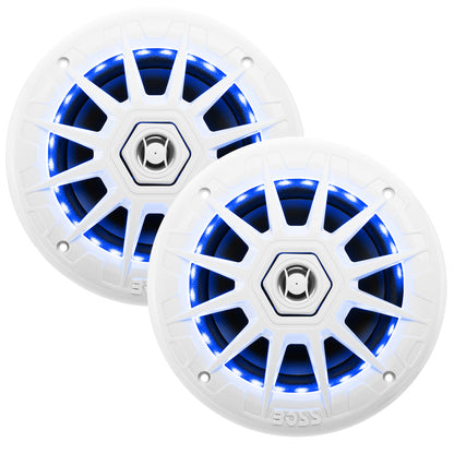 Boss Audio 6.5" MRGB65 Speakers w/RGB Lighting - White - 200W