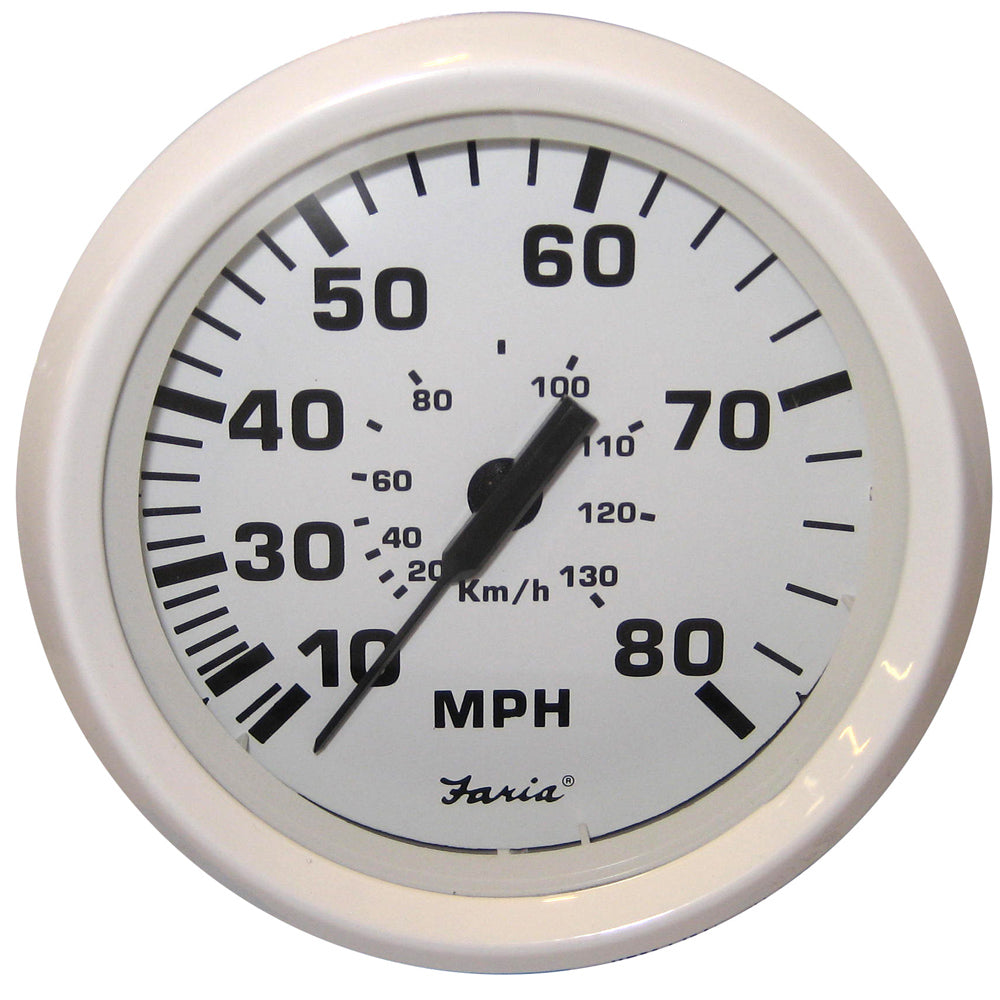 Faria Dress White 4" Speedometer - 80MPH (Pitot)