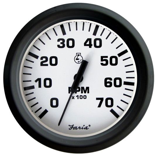 Faria Euro White 4" Tachometer 7000 RPM (Gas) (Outboards)