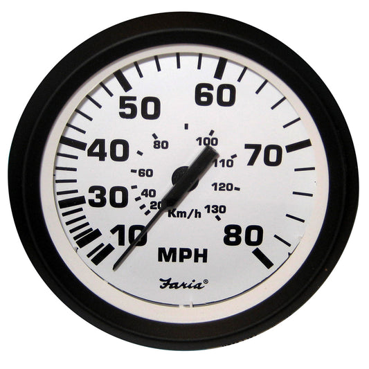 Faria Euro White 4" Speedometer - 80MPH (Pitot)