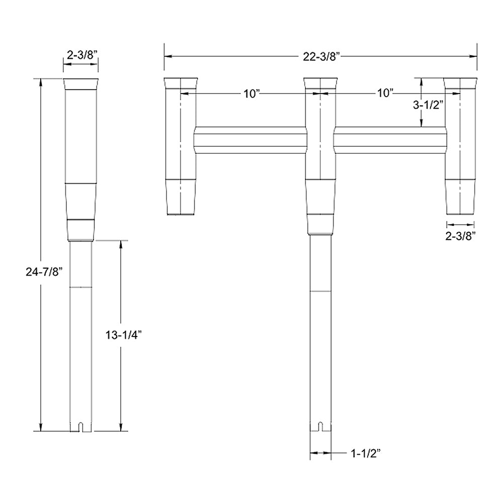 TACO Deluxe Trident Rod Holder Cluster Straight