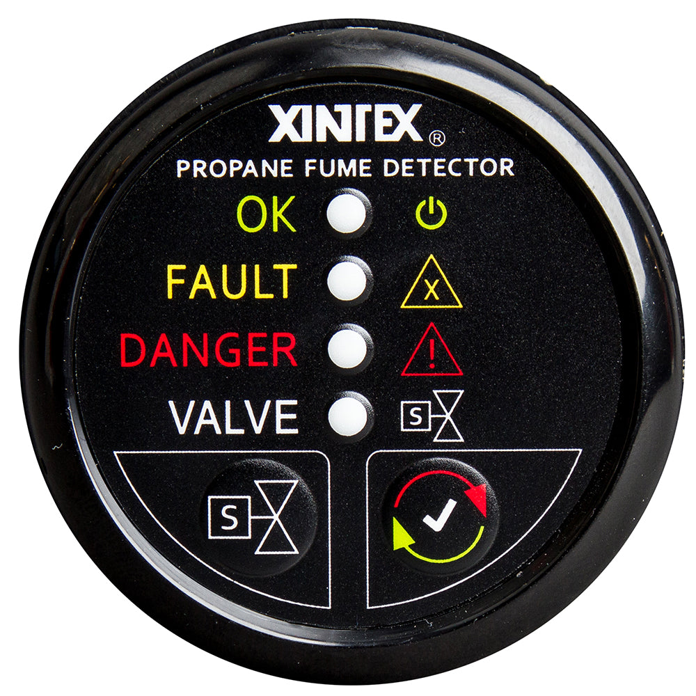 Fireboy-Xintex Propane Fume Detector w/Plastic Sensor & Solenoid Valve - Black Bezel Display - Lear Outdoors