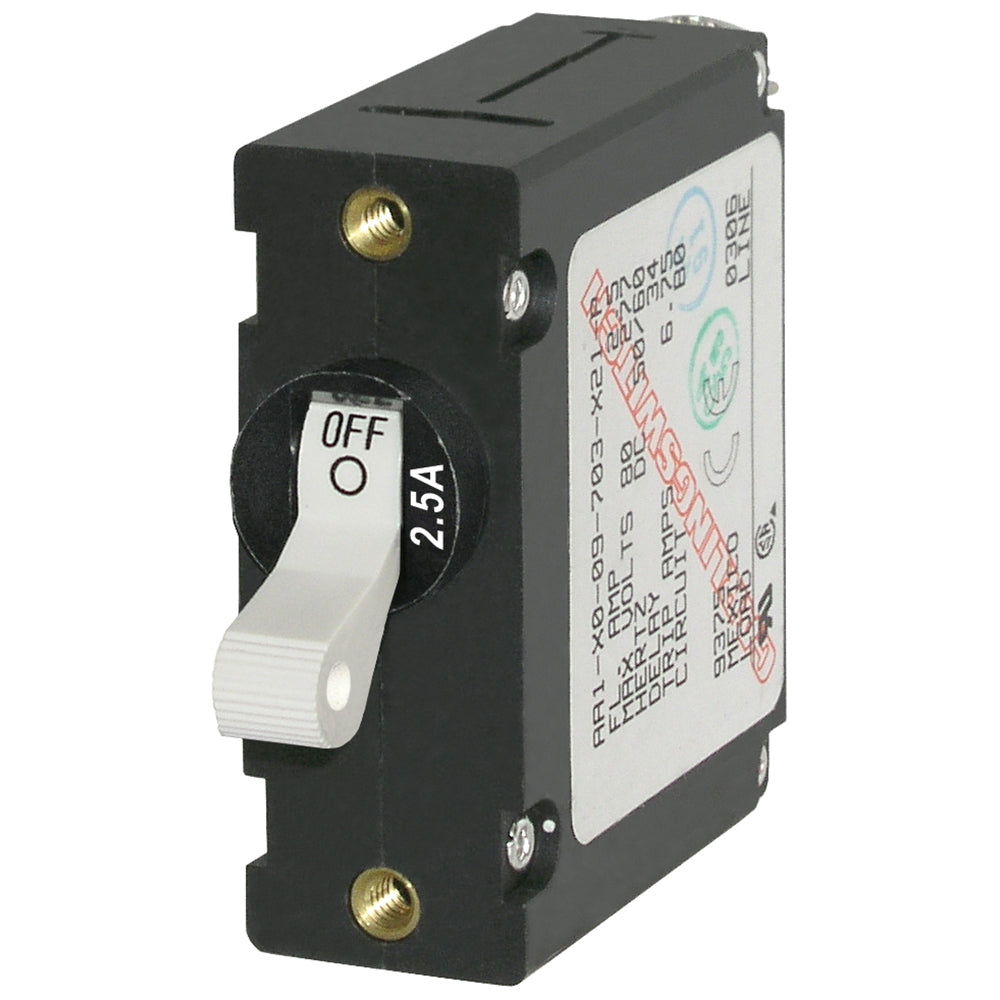 Blue Sea 7197 A-Series White Toggle Circuit Breaker - Single Pole 2.5A