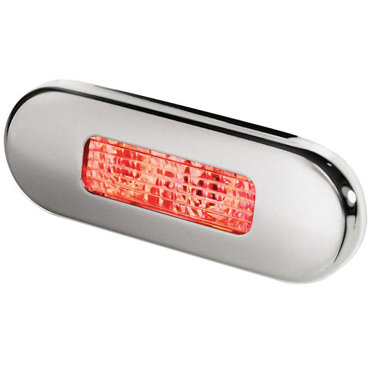 Hella Marine Surface Mount Oblong LED Courtesy Lamp - Red LED - Stainless Steel Bezel