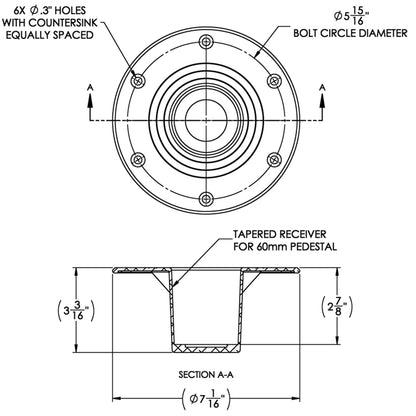 TACO Table Support - Flush Mount - Fits 2-3/8" Pedestals