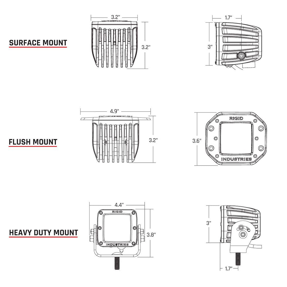 RIGID Industries D-Series PRO Flush Mount - Spot LED - Midnight Edition - Pair - Black