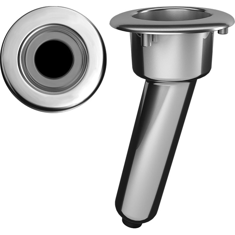 Mate Series Elite Screwless Stainless Steel 15° Rod & Cup Holder - Drain - Round Top