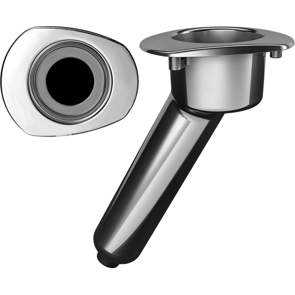 Mate Series Elite Screwless Stainless Steel 30° Rod & Cup Holder - Drain - Oval Top