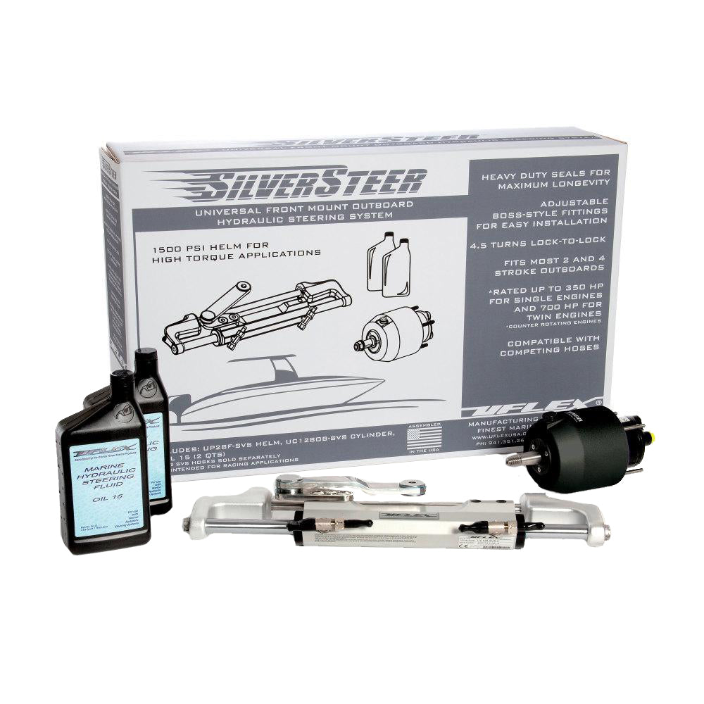 Uflex SilverSteer™ Universal Front Mount Outboard Hydraulic Steering System w/ UC128-SVS-1 Cylinder