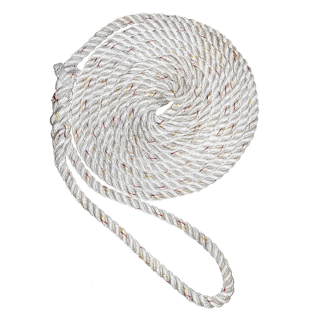 New England Ropes 3/8" Premium 3-Strand Dock Line - White w/Tracer - 15'