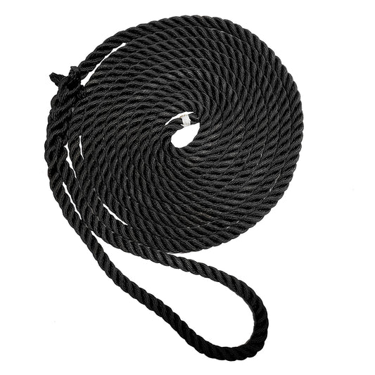 New England Ropes 5/8" Premium 3-Strand Dock Line - Black - 50'