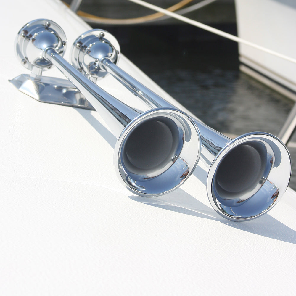 Marinco 12V Chrome Plated Dual Trumpet Air Horn - Lear Outdoors